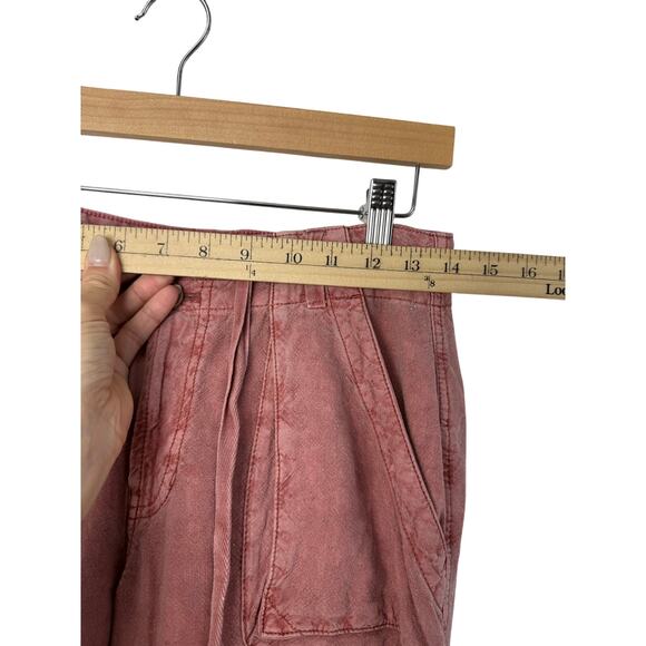 Anthropologie Pilcro Beach Cargo Pants Coral Linen Blend Wide Leg Women 25 Tall - Picture 7 of 10